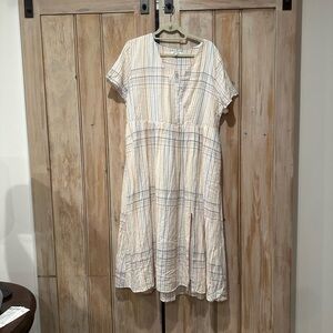 NWT Madewell Plaid Short Maxi  Sleeve Dress